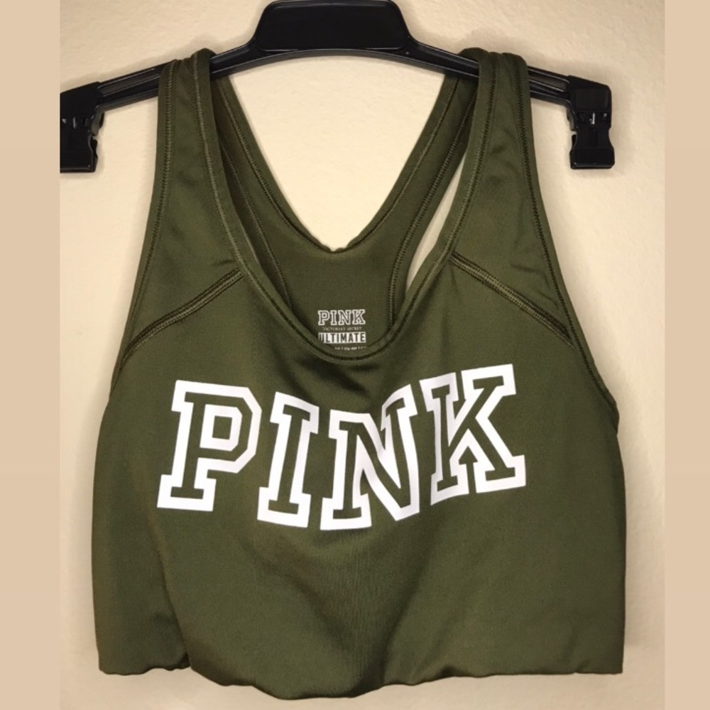 PINK Victoria’s Secret olive green sports bra ‼️